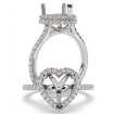 U Pave Cathedral Double Halo Heart Semi Mount Engagement Ring 14k White Gold 0.66Ct - javda.com 