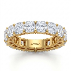 Cushion Lab Grown Diamond Shared Prong Women Wedding Band 18k Gold Yellow  (9.6Ct. tw.)