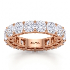 Cushion Lab Grown Diamond Shared Prong Women Wedding Band 14k Rose Gold  (9.6Ct. tw.)