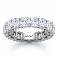 Cushion Lab Grown Diamond Shared Prong Women Wedding Band 14k White Gold 9.6Ctw.