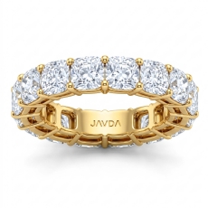 Shared Prong Eternity Cushion Lab Grown Diamond Wedding Band 18k Gold Yellow  (8.25Ct. tw.)