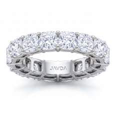 Shared Prong Eternity Cushion Lab Grown Diamond Wedding Band 14k W Gold 8.25Ctw