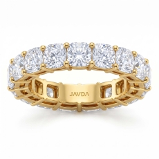 Cushion Cut Lab Grown Diamond Shared Prong Women Wedding Band 18k Gold Yellow  (7.4Ct. tw.)