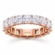 Cushion Cut Lab Grown Diamond Shared Prong Women Wedding Band 14k Rose Gold  (7.4Ct. tw.)