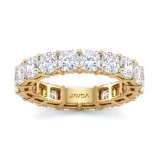 Shared Prong Cushion Lab Grown Diamond Eternity Wedding Band 18k Gold Yellow  (6.5Ct. tw.)
