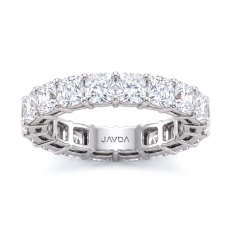 Shared Prong Cushion Lab Grown Diamond Eternity Wedding Band 14k W Gold 6.5Ctw.