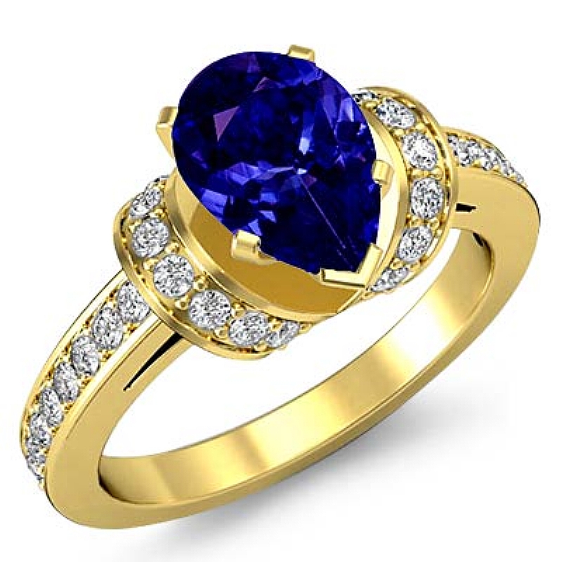 Knot Style Pave Setting Pear diamond engagement Ring in 18k Gold Yellow