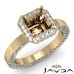 Diamond Engagement Pave Ring Setting Asscher Semi Mount 18k Yellow Gold 1.42Ct - javda.com 