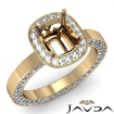Pave Setting Diamond Engagement Ring 14k Yellow Gold Cushion Semi Mount 1.38Ct - javda.com 