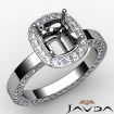 Pave Setting Diamond Engagement Ring Platinum 950 Cushion Semi Mount 1.38Ct - javda.com 
