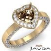 Heart Cut Diamond Engagement Pave Ring Setting 18k Yellow Gold Semi Mount 1.35Ct - javda.com 