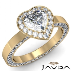 Filigree Halo Pave Eternity diamond Ring 18k Gold Yellow