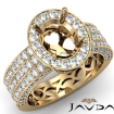 Three Row Diamond Engagement Oval Cut Semi Mount Ring 18k Yellow Gold Halo 1.45Ct - javda.com 