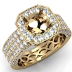 Round Semi Mount Three Row Diamond Engagement Ring 14k Yellow Gold Halo 1.47Ct - javda.com 