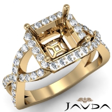 Asscher Semi Mount Diamond Engagement Ring 18k Gold Yellow Split-Curve Shank  (0.65Ct. tw.)