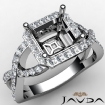 Asscher Semi Mount Diamond Engagement Ring 14k White Gold Split-Curve Shank 0.65Ct - javda.com 