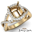 Diamond Engagement Cushion Semi Mount Ring 14k Yellow Gold Split-Curve Shank 0.63Ct - javda.com 