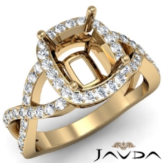Diamond Engagement Cushion Semi Mount Ring 14k Gold Yellow Split-Curve Shank  (0.63Ct. tw.)