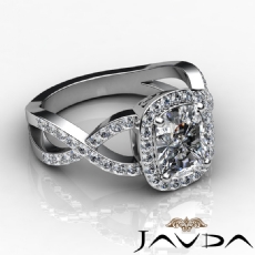 Halo Pave Criss Cross Shank diamond Ring 18k Gold White
