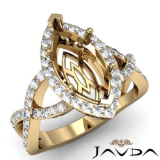 Marquise Diamond Engagement Semi Mount Ring 14k Gold Yellow Split-Curve Shank  (0.75Ct. tw.)