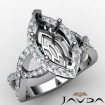 Marquise Diamond Engagement Semi Mount Ring 18k White Gold Split-Curve Shank 0.75Ct - javda.com 