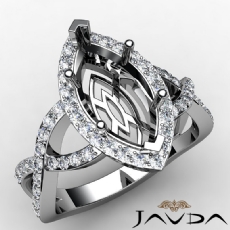 Marquise Diamond Engagement Semi Mount Ring 14K W Gold Split-Curve Shank 0.75Ct