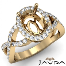 Oval Diamond Engagement Semi Mount Split-Curve Shank Ring 14k Gold Yellow  (0.6Ct. tw.)