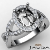 Oval Diamond Engagement Semi Mount Split-Curve Shank Ring 14k White Gold 0.6Ct - javda.com 