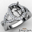 Oval Diamond Engagement Semi Mount Split-Curve Shank Ring Platinum 950 0.6Ct - javda.com 