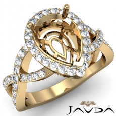 Split-Curve Shank Diamond Engagement Pear Semi Mount Ring 14k Gold Yellow  (0.72Ct. tw.)