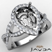 Split-Curve Shank Diamond Engagement Pear Semi Mount Ring 14k White Gold 0.72Ct - javda.com 