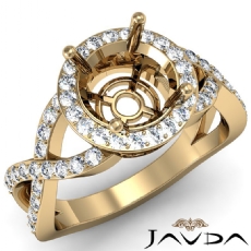 Round Semi Mount Diamond Engagement Ring Split-Curve Shank 18k Gold Yellow  (0.7Ct. tw.)