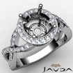 Round Semi Mount Diamond Engagement Ring Split-Curve Shank Platinum 950 0.7Ct - javda.com 