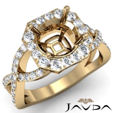 Diamond Engagement Round Semi Mount Ring 14k Gold Yellow Split-Curve Shank  (0.63Ct. tw.)