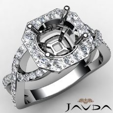 Diamond Engagement Round Semi Mount Ring 14K White Gold Split-Curve Shank 0.63Ct