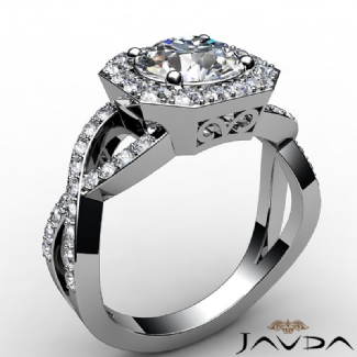 Diamond Engagement Round Semi Mount Ring Gold W18k Split-Curve Shank 0.63Ct