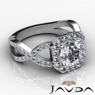 Diamond Engagement Round Semi Mount Ring Gold W18k Split-Curve Shank 0.63Ct