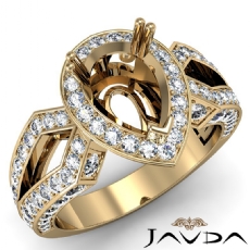 Pear Cut Halo Setting Diamond Engagement Ring Semi Mount 18k Gold Yellow  (1.35Ct. tw.)