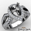 Pear Cut Halo Setting Diamond Engagement Ring Semi Mount Gold W18k 1.35Ct