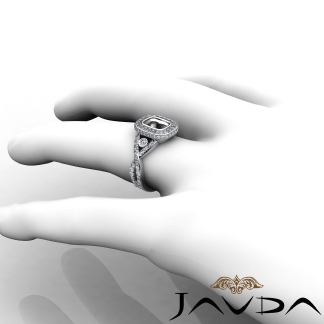 1.4Ct Halo Setting Diamond Engagement Cushion Semi Mount Ring 18k Gold White
