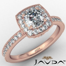 Milgrain Halo Micro Pave Bezel diamond Ring 14k Rose Gold