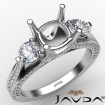 Three 3 Stone Cushion Diamond Engagement Ring Platinum 950 Semi Mount 1.3Ct - javda.com 