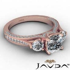 Tapered Three Stone Micropave diamond Ring 18k Rose Gold