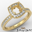 Halo Pave Set Diamond Engagement 14k Yellow Gold Cushion Semi Mount Ring 0.5Ct - javda.com 