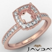 Halo Pave Set Diamond Engagement 18k Rose Gold Cushion Semi Mount Ring 0.5Ct - javda.com 