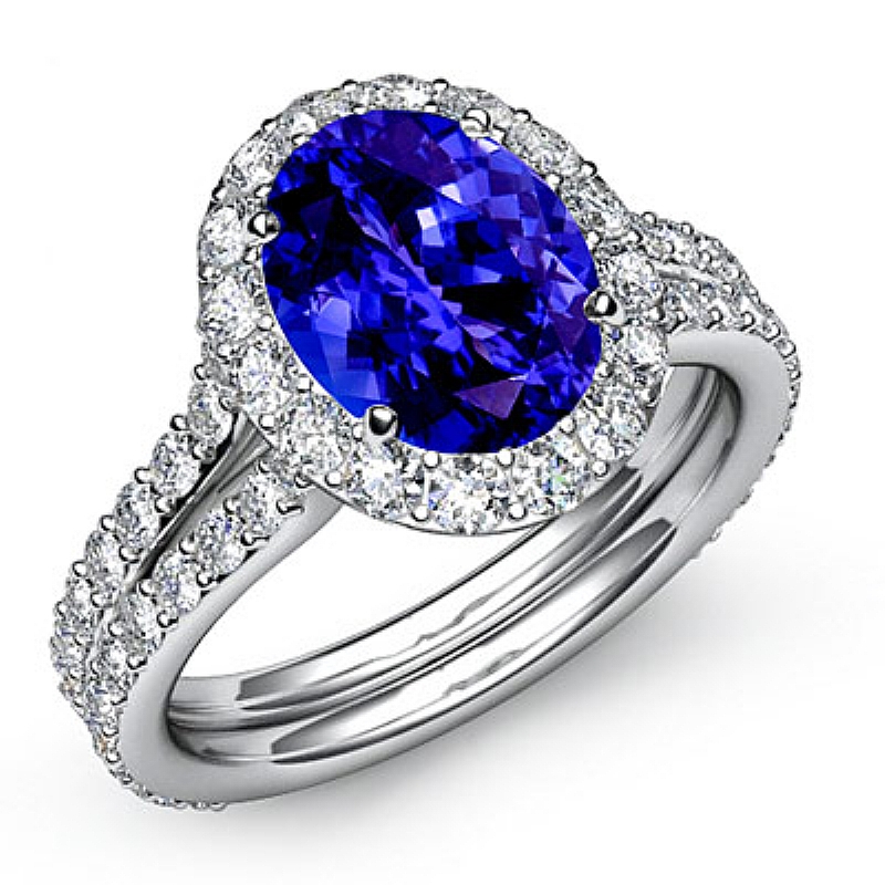 Modern Petite Halo Pave Oval diamond engagement Ring in 14k Gold White