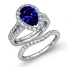 Halo Pave Split Shank Bridal diamond Ring 18k Gold White