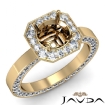 Pave Setting Diamond Engagement Ring 14k Yellow Gold Rount Cut Semi Mount 1.37Ct - javda.com 
