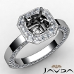 Pave Setting Diamond Engagement Ring Platinum 950 Rount Cut Semi Mount 1.37Ct - javda.com 