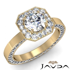 Hexagon Halo Pave Eternity diamond Ring 14k Gold Yellow